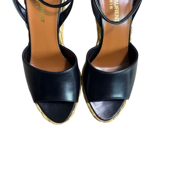 SAINT LAURENT - NIB Paloma Sandals Black Wedge Sandals Sz 36 1/2 - Picture 5 of 14